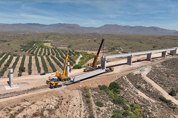 Convensa begins the placement of beams for the deck of the viaduct on the rambla del Maltés (Murcia-Almeria)